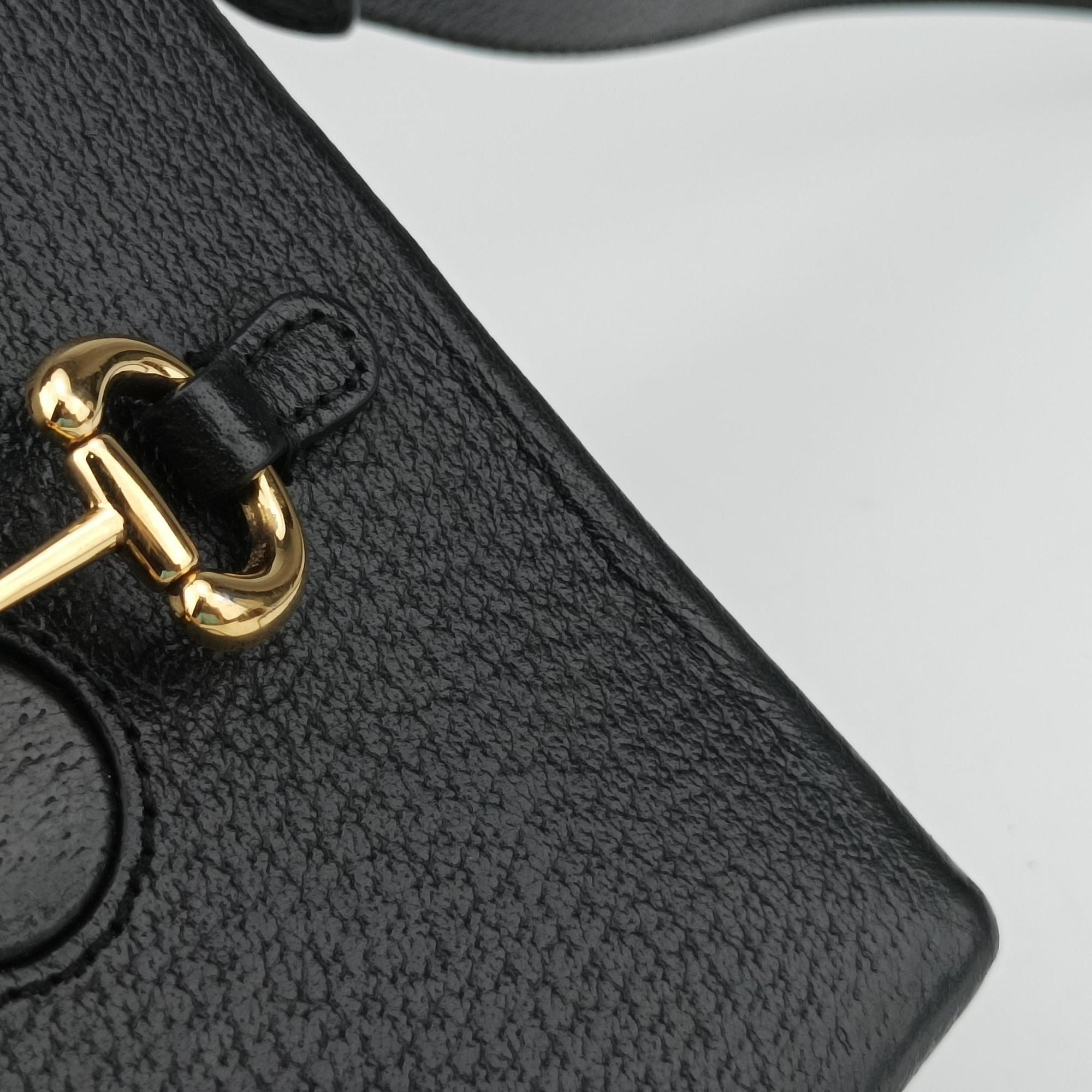 Pre-owned Gucci Horsebit 1955 Black Leather 732302 shoulderbag | stylenewstar