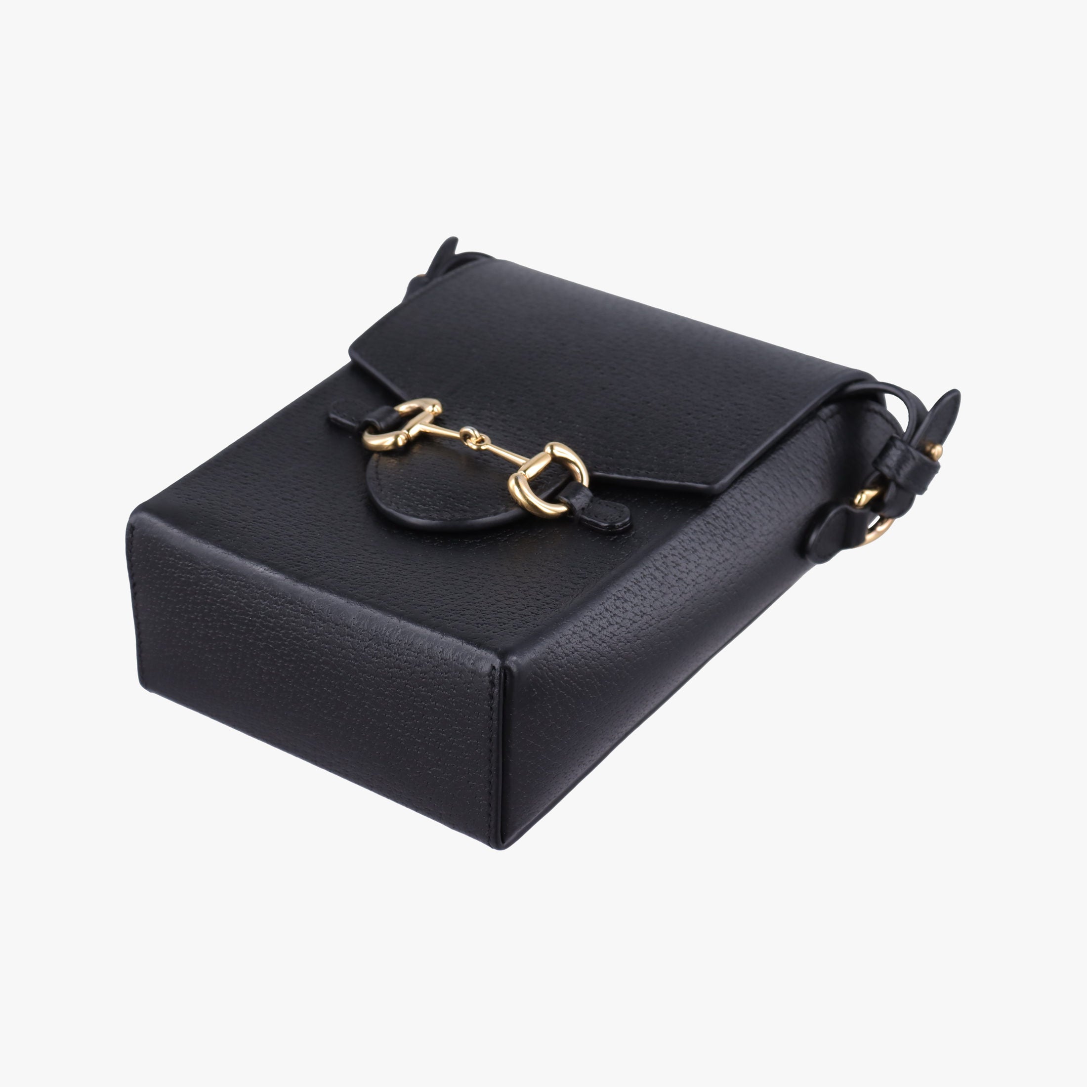 Pre-owned Gucci Horsebit 1955 Black Leather 732302 shoulderbag | stylenewstar