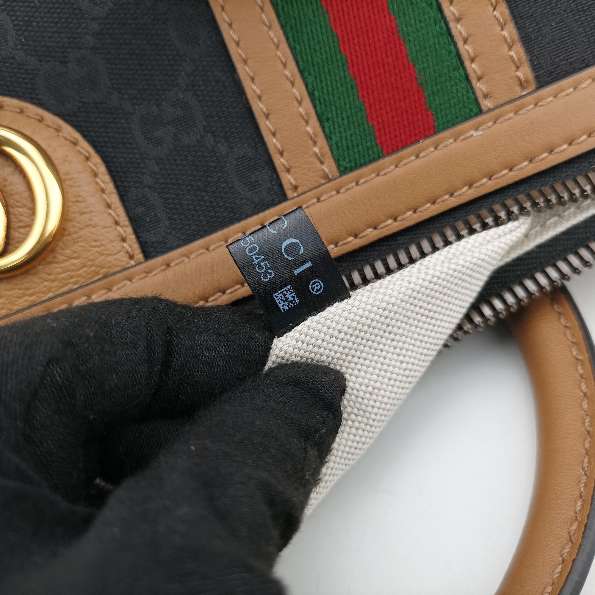Pre-owned Gucci Ophidia Black × Brown × Multicolor Leather×Canvas 715774 shoulderbag | stylenewstar