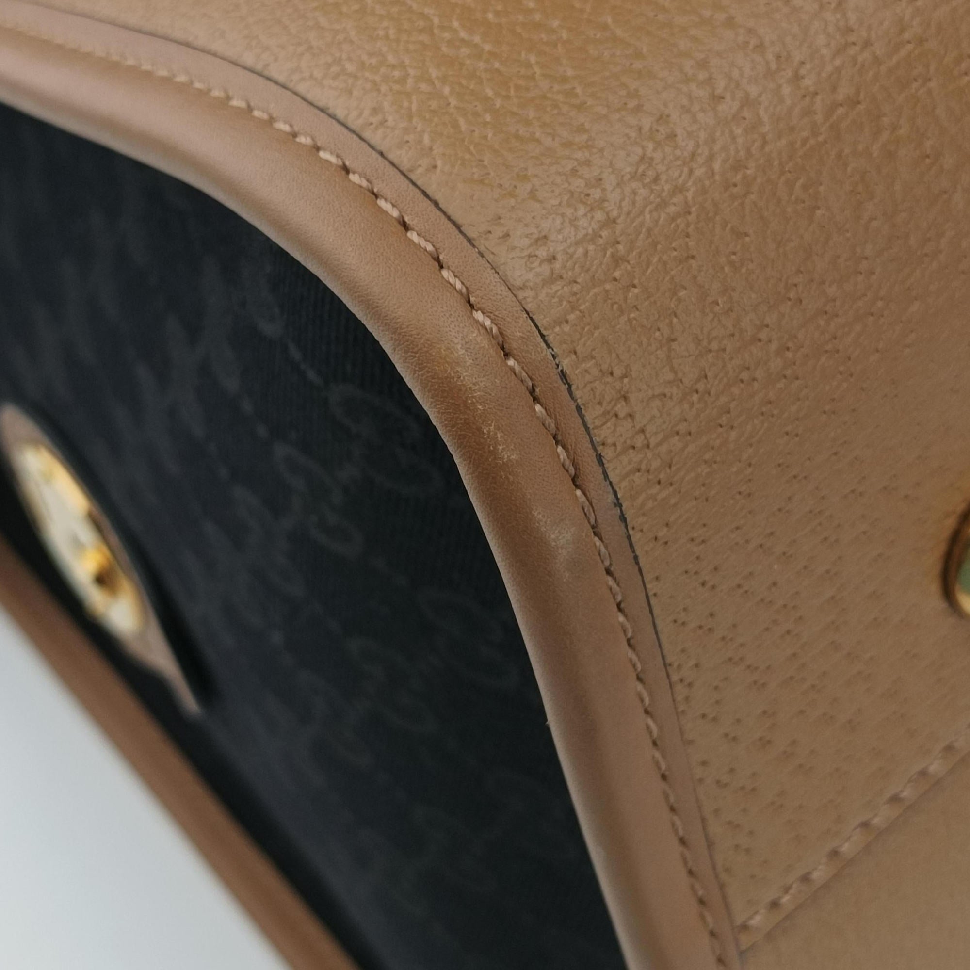 Pre-owned Gucci Ophidia Black × Brown × Multicolor Leather×Canvas 715774 shoulderbag | stylenewstar