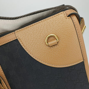 Pre-owned Gucci Ophidia Black × Brown × Multicolor Leather×Canvas 715774 shoulderbag | stylenewstar