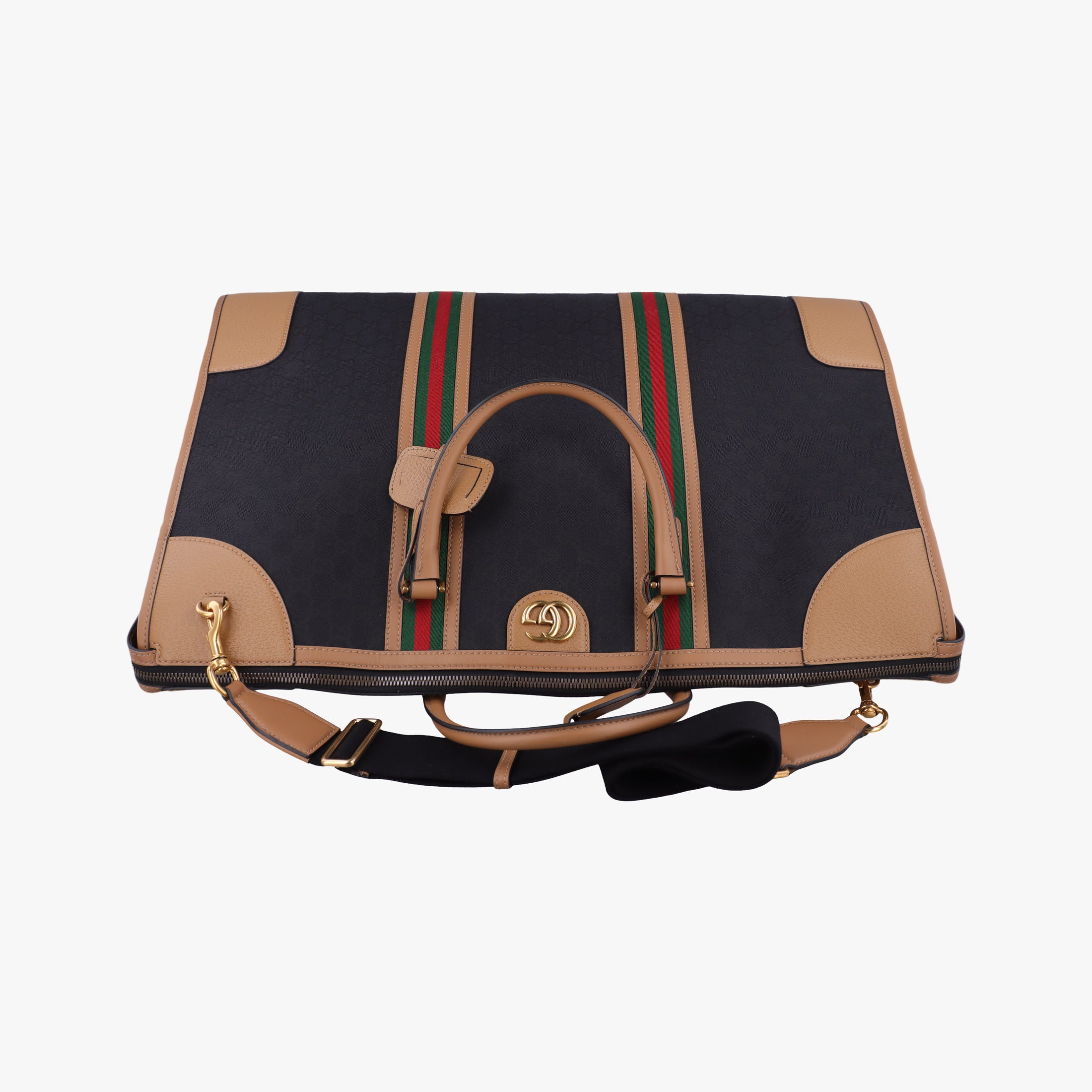 Pre-owned Gucci Ophidia Black × Brown × Multicolor Leather×Canvas 715774 shoulderbag | stylenewstar