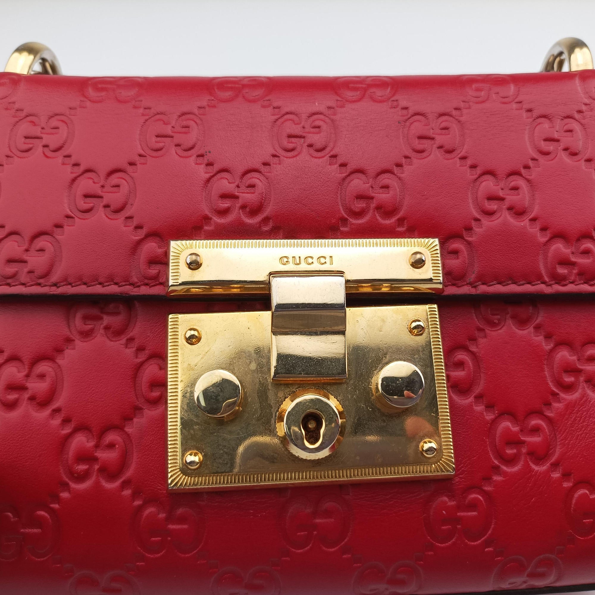 Pre-owned Gucci Padlock Red Leather 409487 shoulderbag | stylenewstar