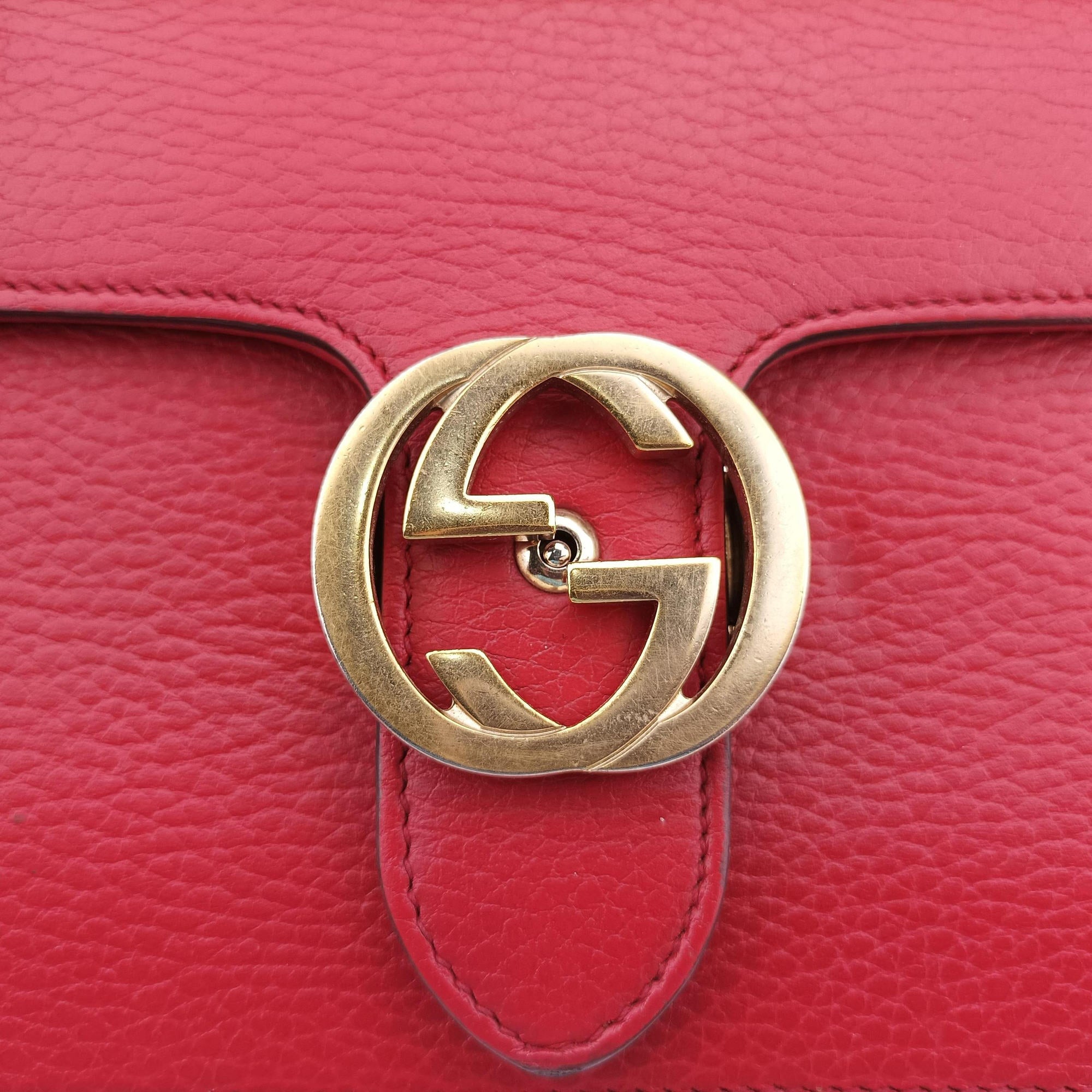 Pre-owned Gucci Interlocking G Red Leather 510304 shoulderbag | stylenewstar