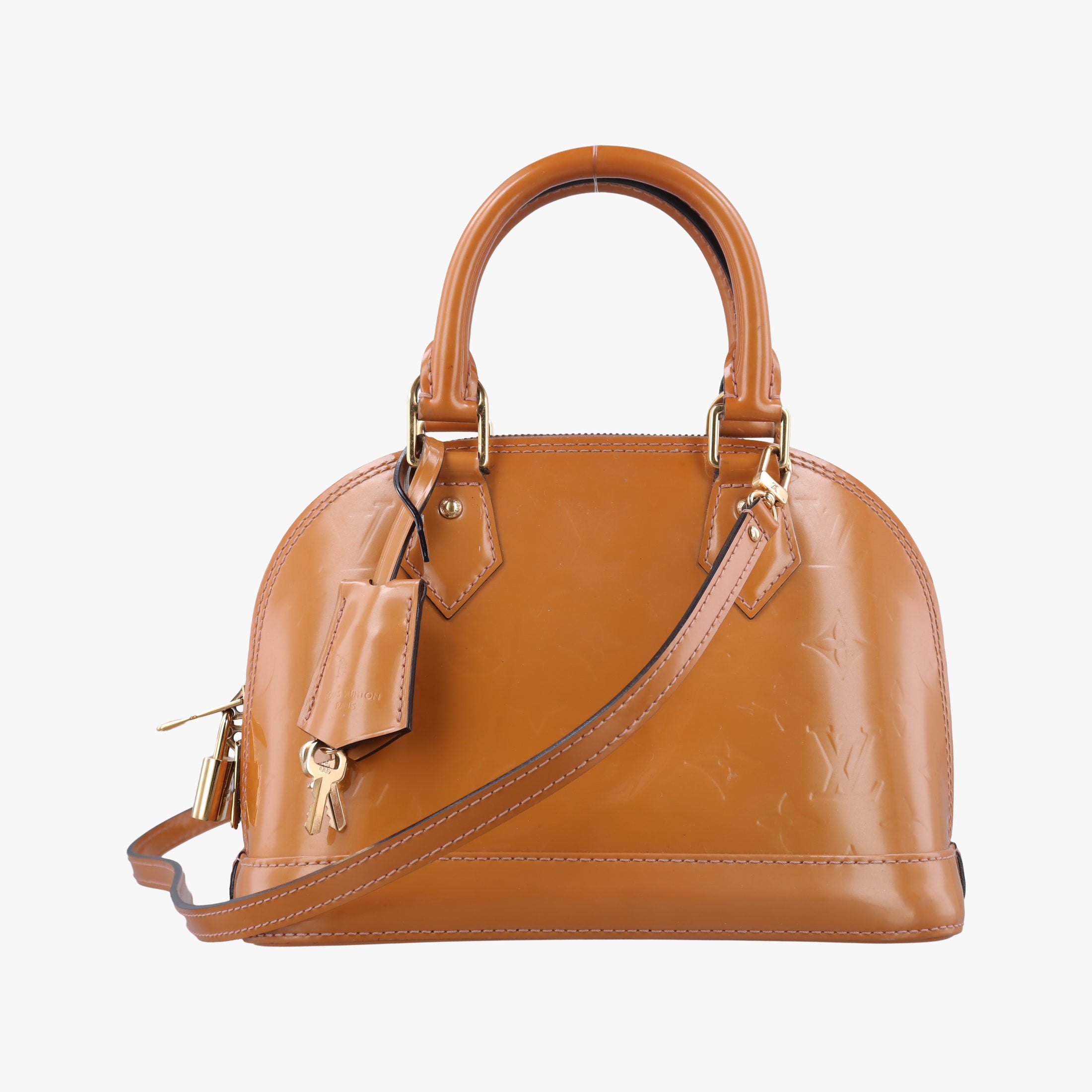 Secondhand Louis Vuitton Alma BB Rose Velours Vernis M91585 shoulderbag | stylenewstar