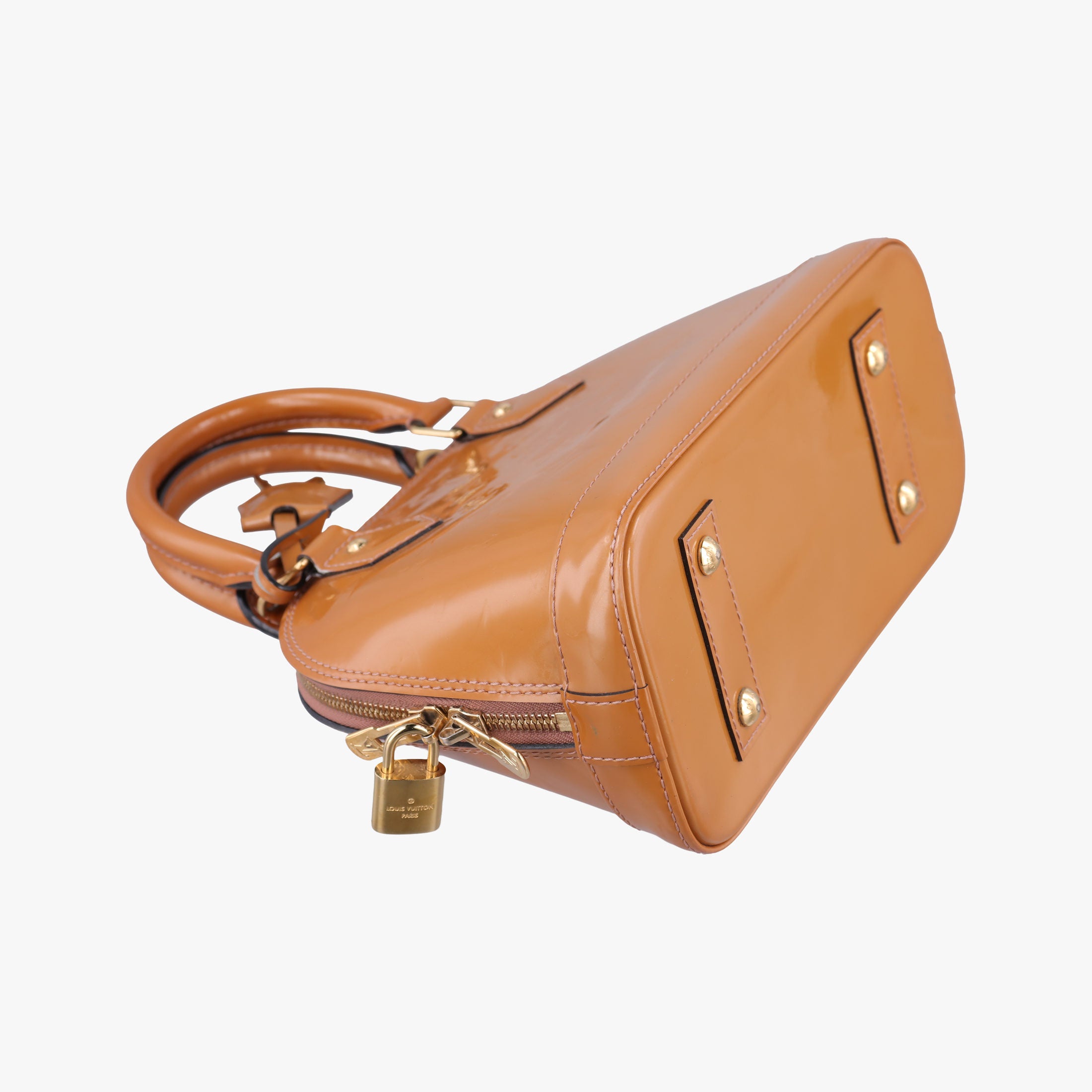 Secondhand Louis Vuitton Alma BB Rose Velours Vernis M91585 shoulderbag | stylenewstar