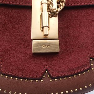Pre-owned Chloe DREW Red × Brown Leather×Suede  shoulderbag | stylenewstar