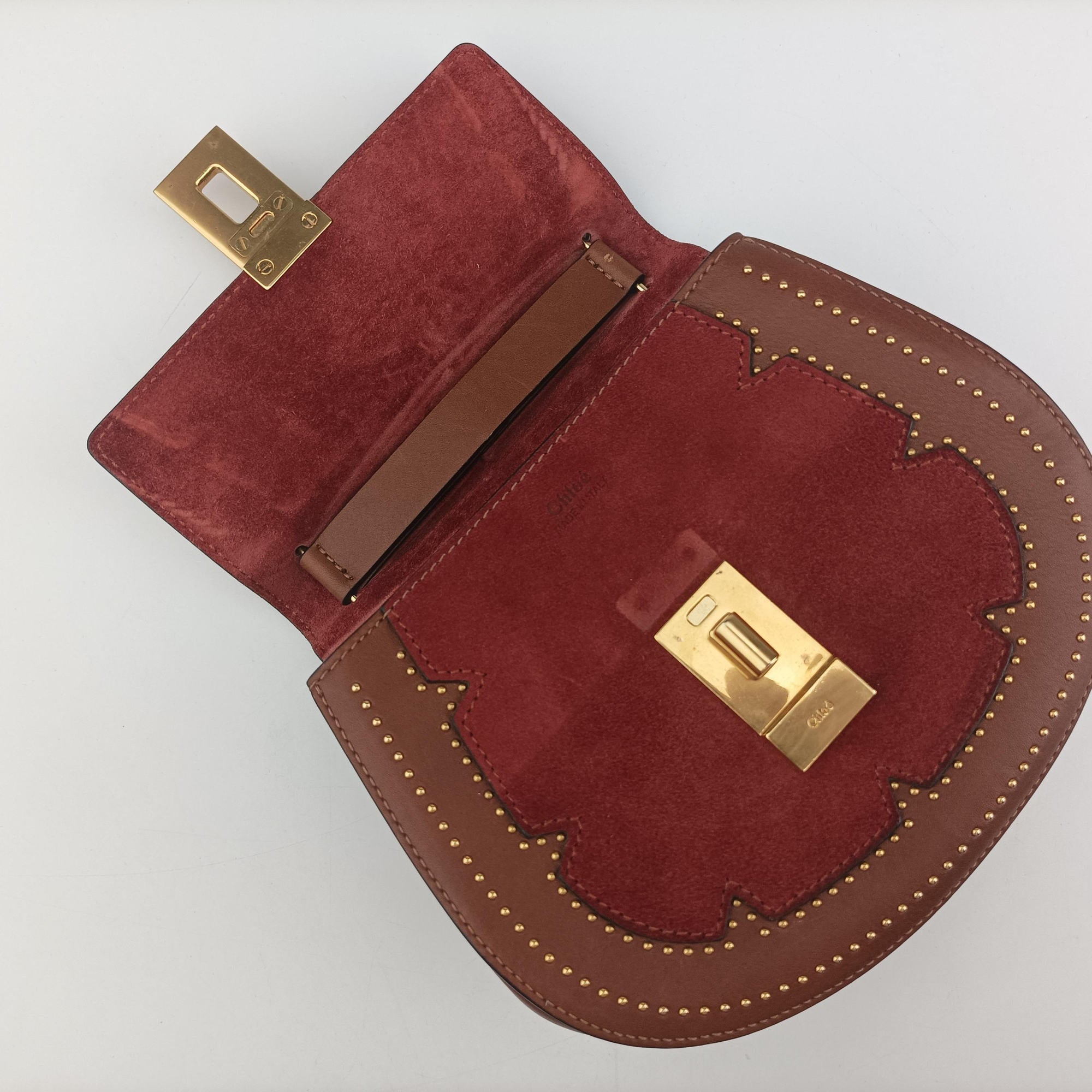 Pre-owned Chloe DREW Red × Brown Leather×Suede  shoulderbag | stylenewstar
