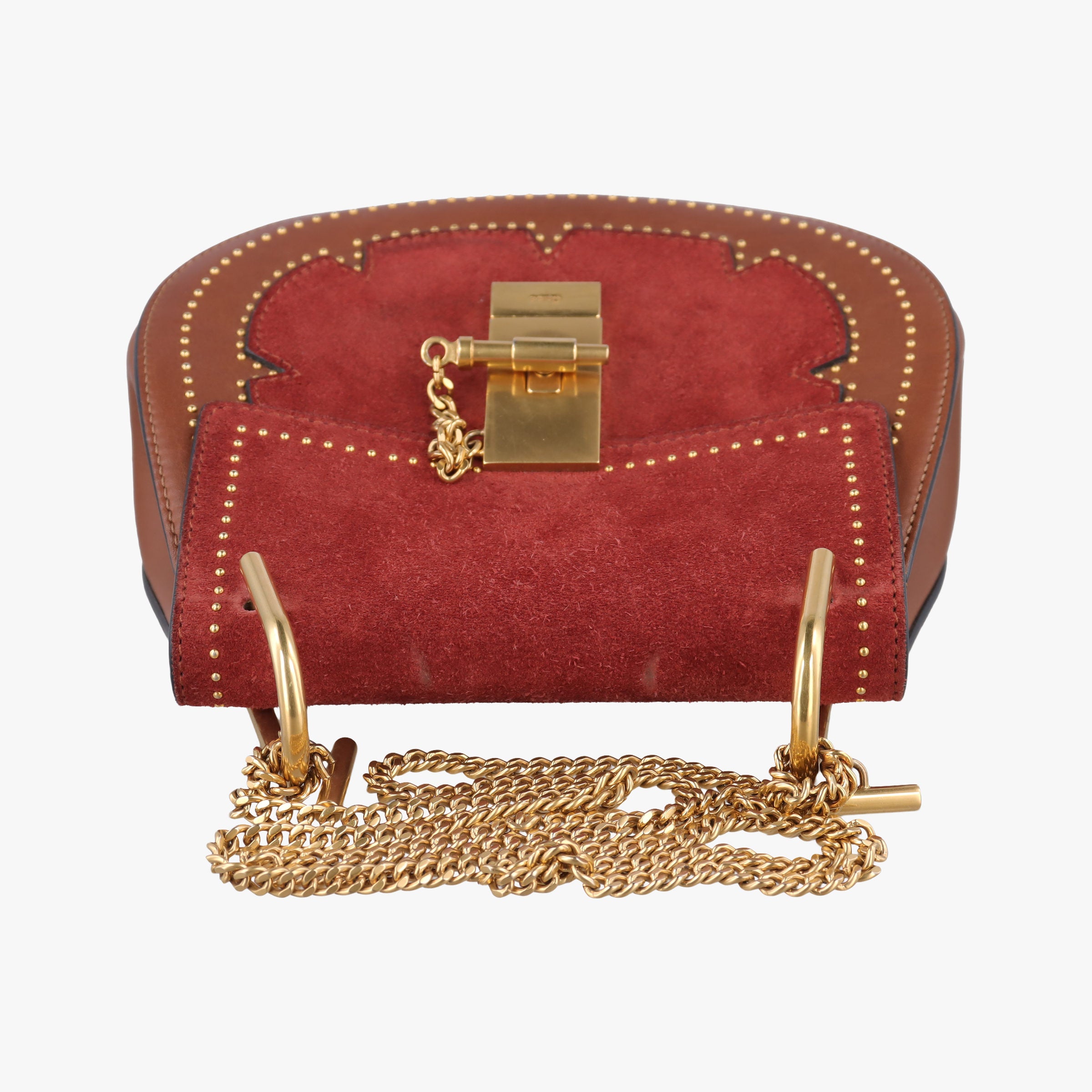 Pre-owned Chloe DREW Red × Brown Leather×Suede  shoulderbag | stylenewstar