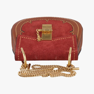 Pre-owned Chloe DREW Red × Brown Leather×Suede  shoulderbag | stylenewstar