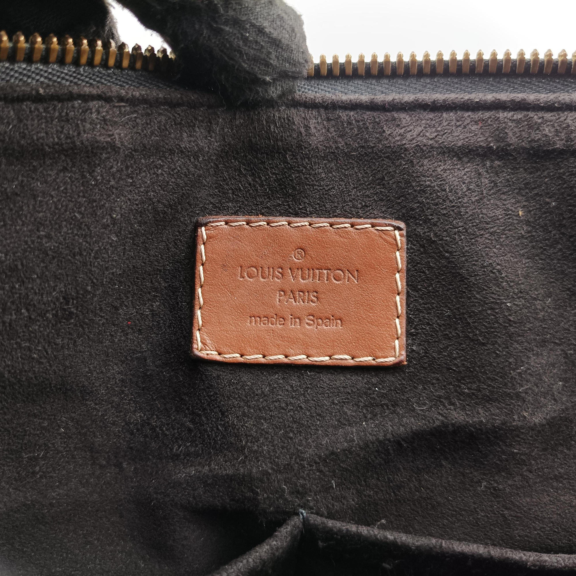 Pre-owned Louis Vuitton PALLAS Brown×Noir Monogram Canvas×calf leather M41175 handbag | stylenewstar