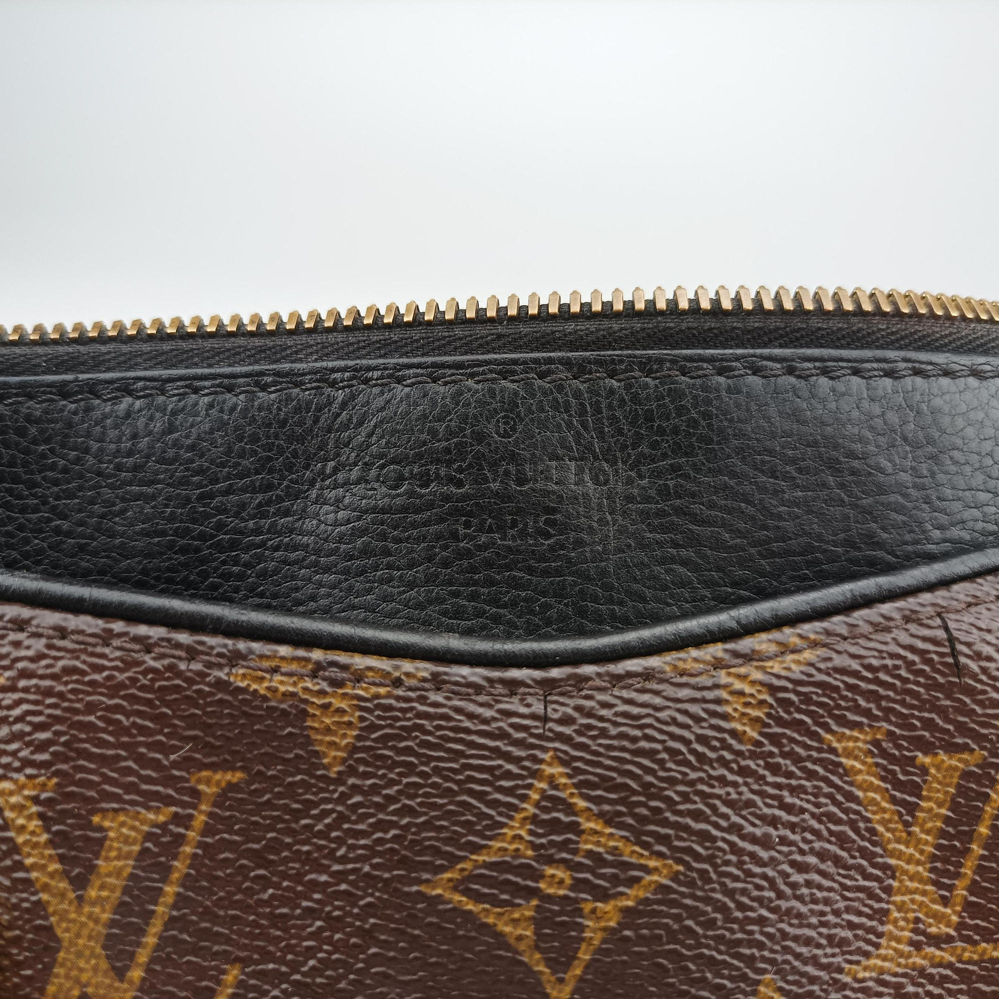 Pre-owned Louis Vuitton PALLAS Brown×Noir Monogram Canvas×calf leather M41175 handbag | stylenewstar