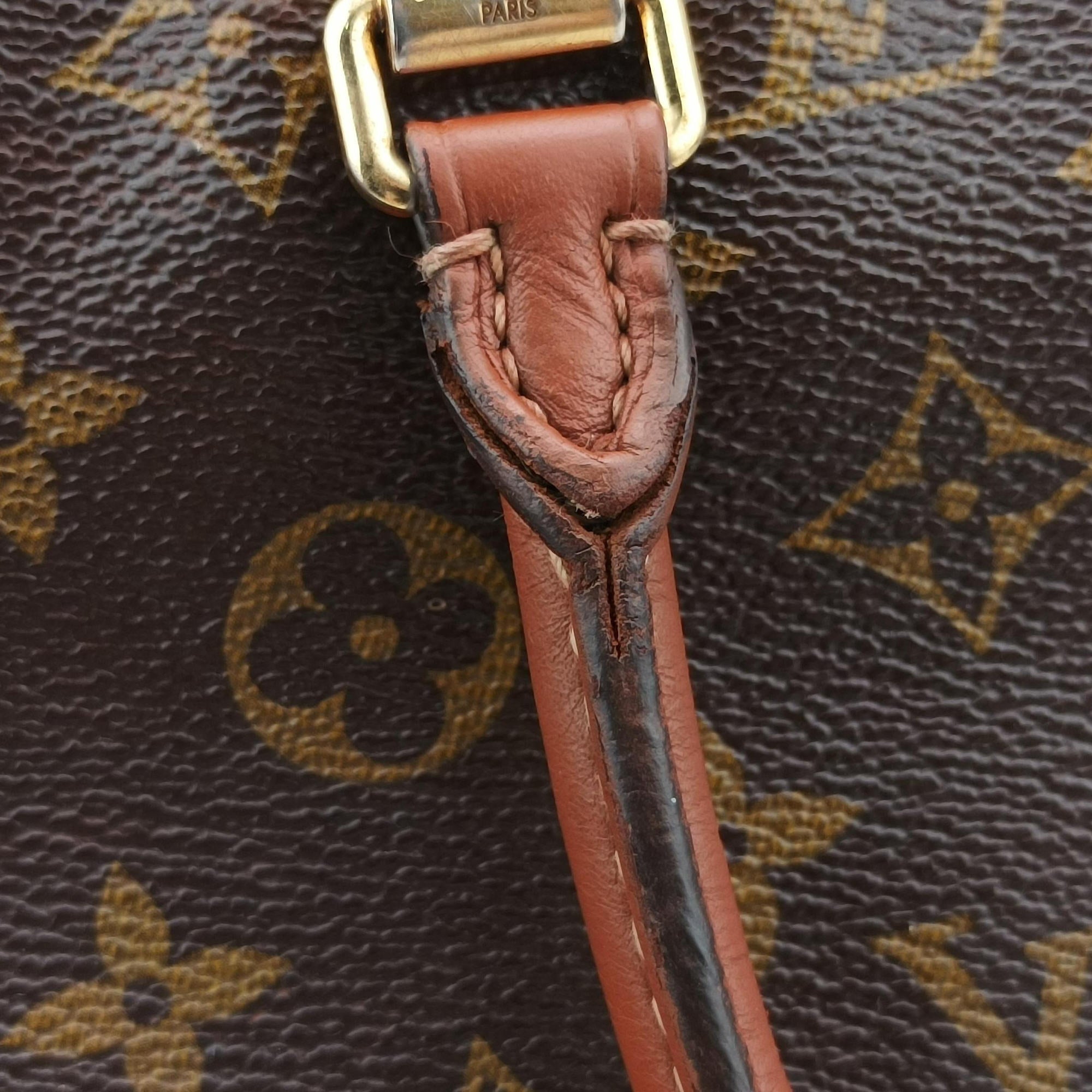 Pre-owned Louis Vuitton PALLAS Brown×Noir Monogram Canvas×calf leather M41175 handbag | stylenewstar