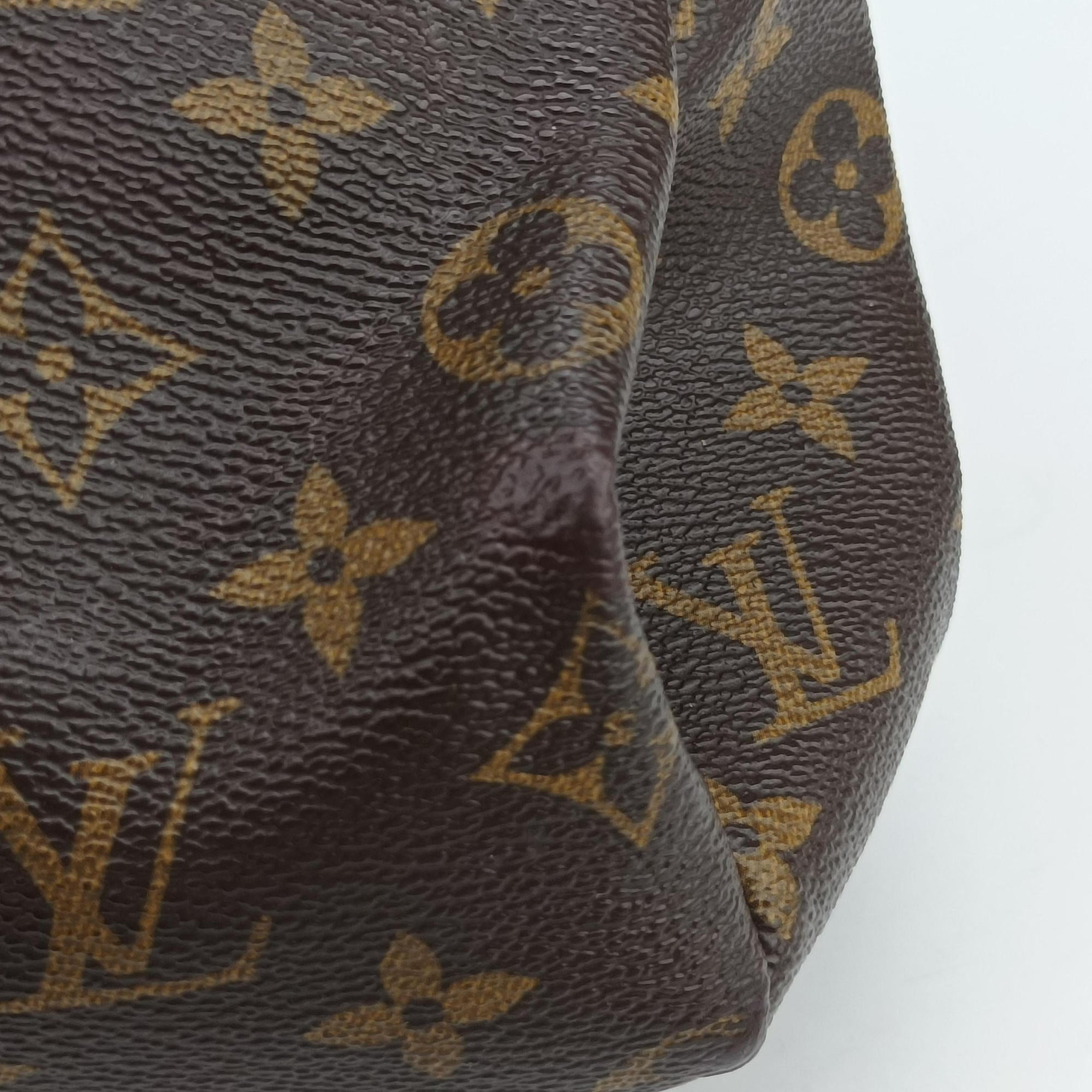 Pre-owned Louis Vuitton PALLAS Brown×Noir Monogram Canvas×calf leather M41175 handbag | stylenewstar