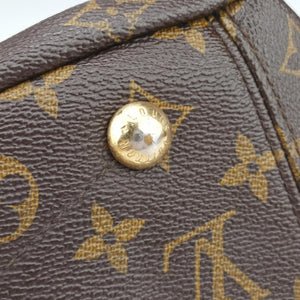 Pre-owned Louis Vuitton PALLAS Brown×Noir Monogram Canvas×calf leather M41175 handbag | stylenewstar