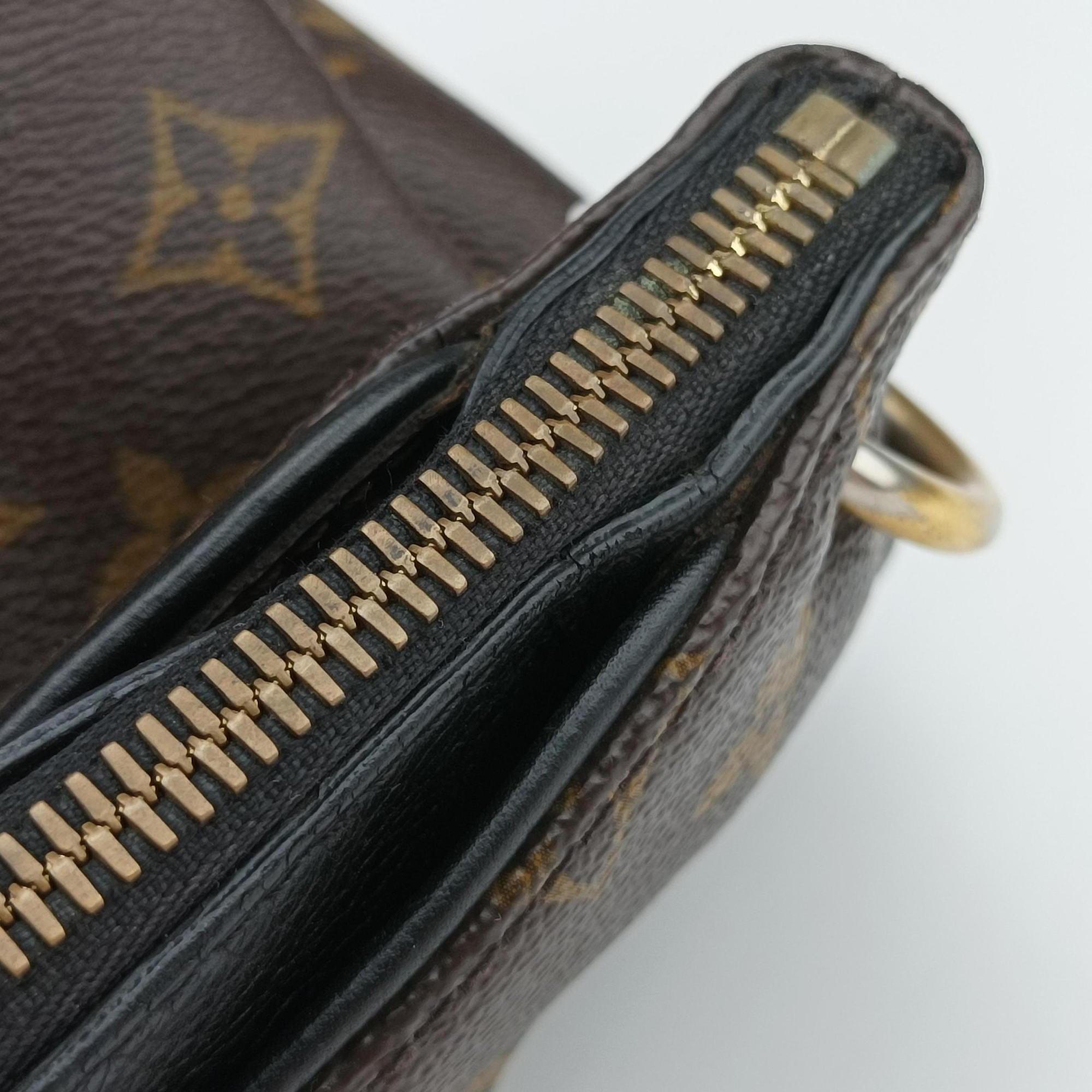 Pre-owned Louis Vuitton PALLAS Brown×Noir Monogram Canvas×calf leather M41175 handbag | stylenewstar