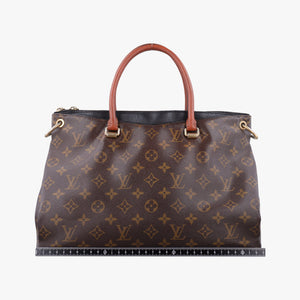Pre-owned Louis Vuitton PALLAS Brown×Noir Monogram Canvas×calf leather M41175 handbag | stylenewstar