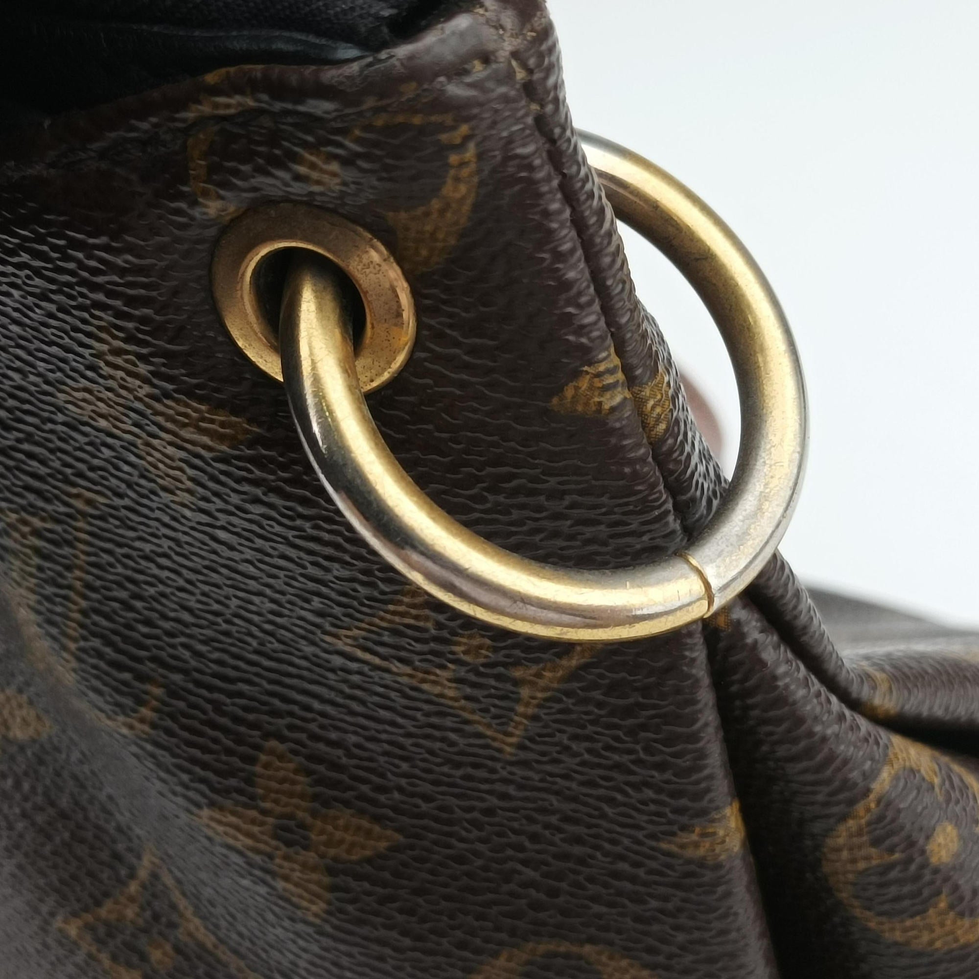 Pre-owned Louis Vuitton PALLAS Brown×Noir Monogram Canvas×calf leather M41175 handbag | stylenewstar