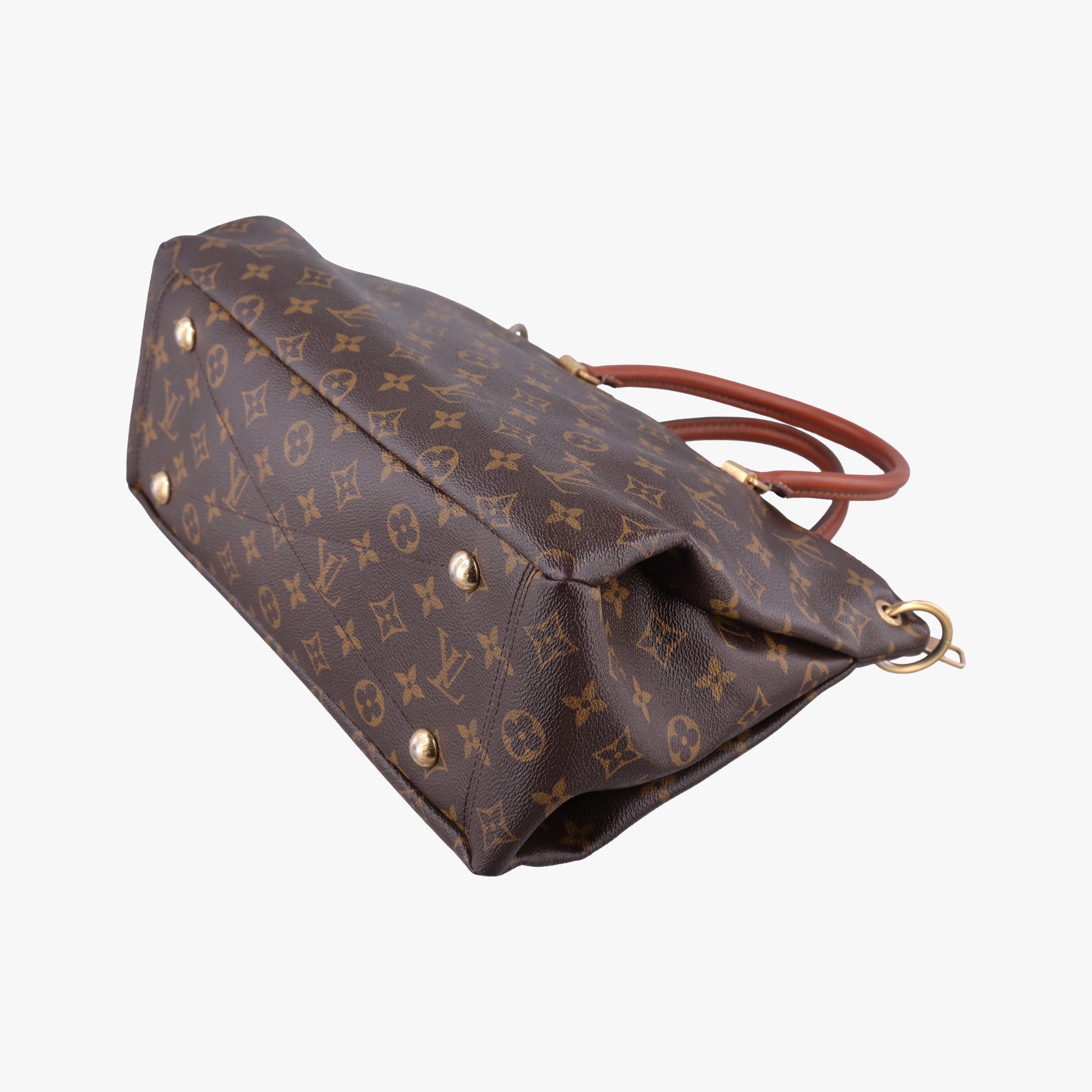 Pre-owned Louis Vuitton PALLAS Brown×Noir Monogram Canvas×calf leather M41175 handbag | stylenewstar