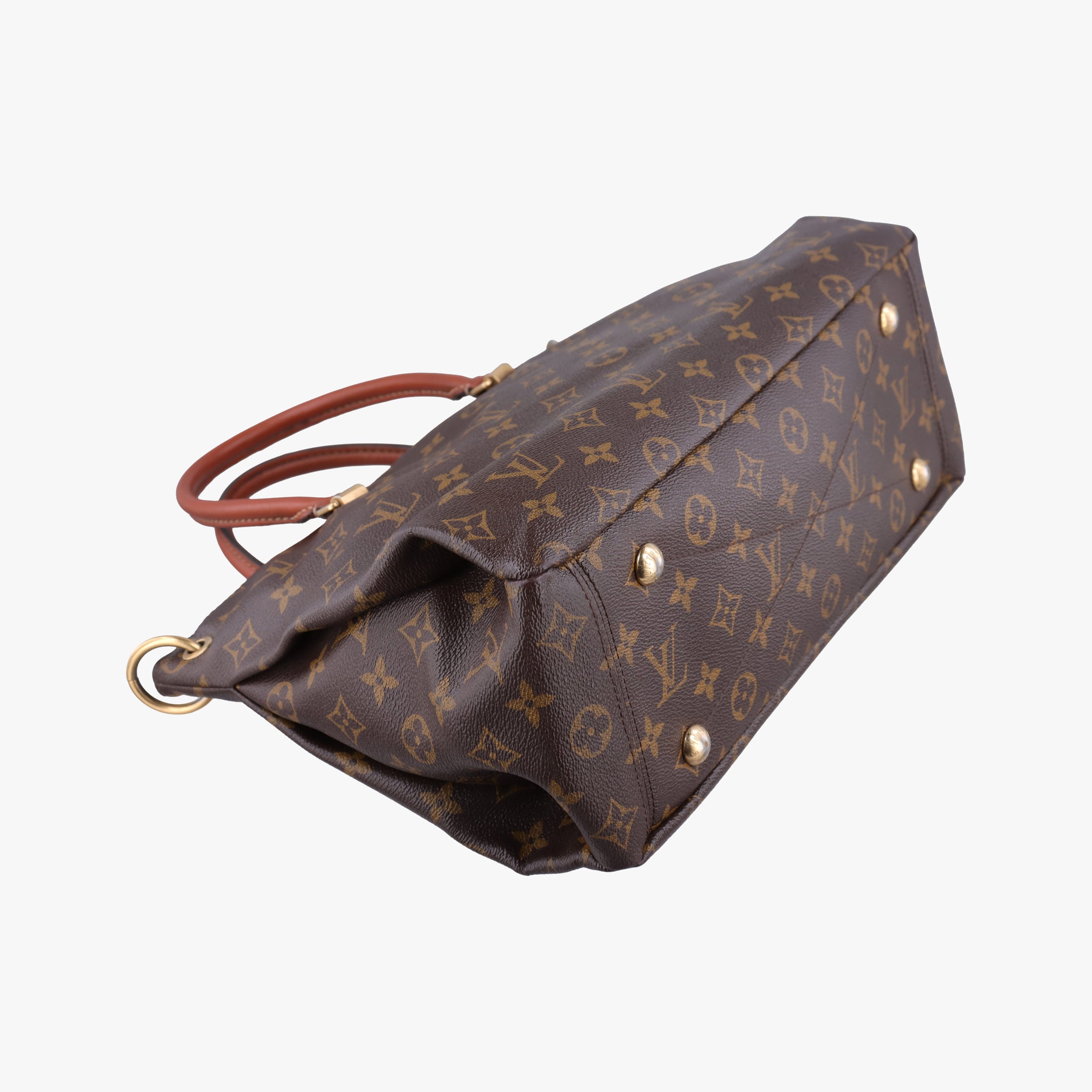 Pre-owned Louis Vuitton PALLAS Brown×Noir Monogram Canvas×calf leather M41175 handbag | stylenewstar