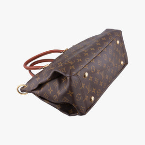 Pre-owned Louis Vuitton PALLAS Brown×Noir Monogram Canvas×calf leather M41175 handbag | stylenewstar