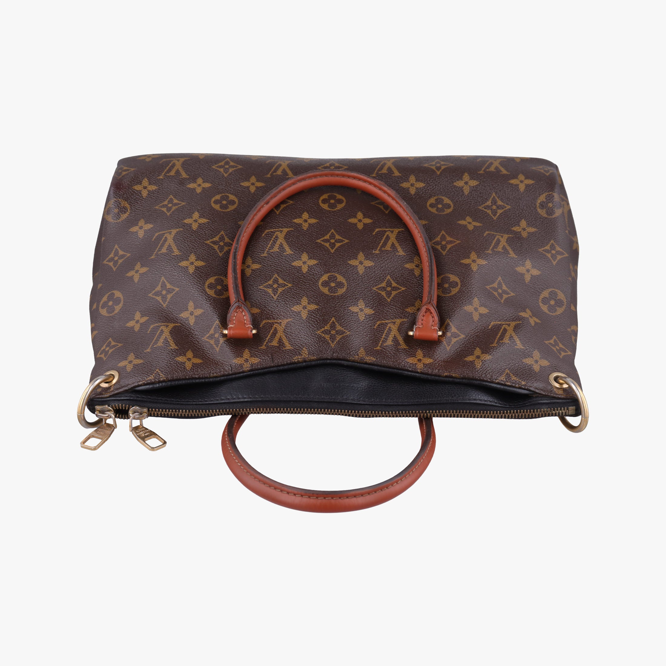 Pre-owned Louis Vuitton PALLAS Brown×Noir Monogram Canvas×calf leather M41175 handbag | stylenewstar