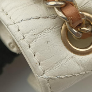 Vintage Chanel Mademoiselle 2.55 Gabrielle Flap Chevron White lambskin A66839 shoulderbag | stylenewstar