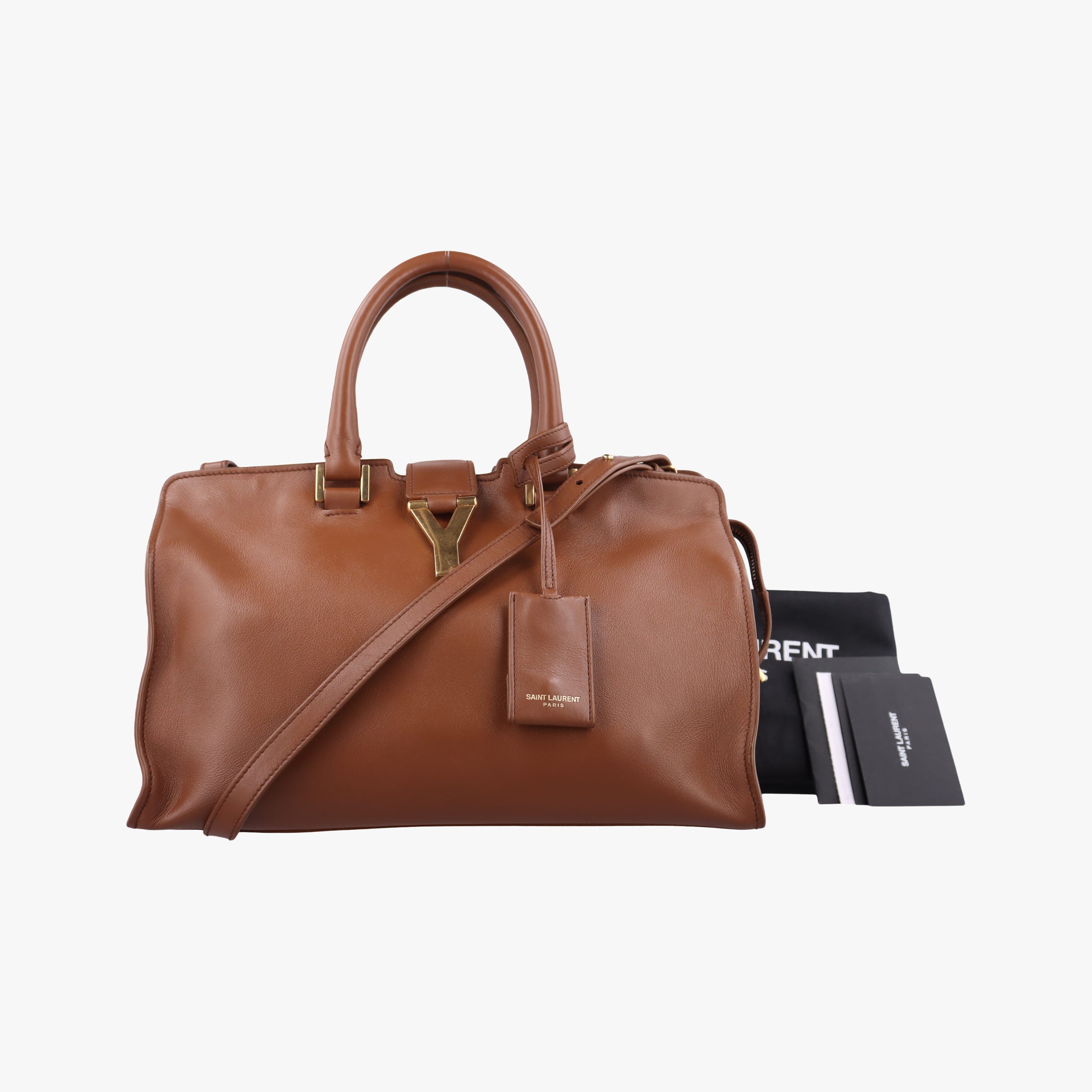 Pre-owned Yves Saint Laurent Y Ligne Petit Cabas Brown Leather 311210 shoulderbag | stylenewstar