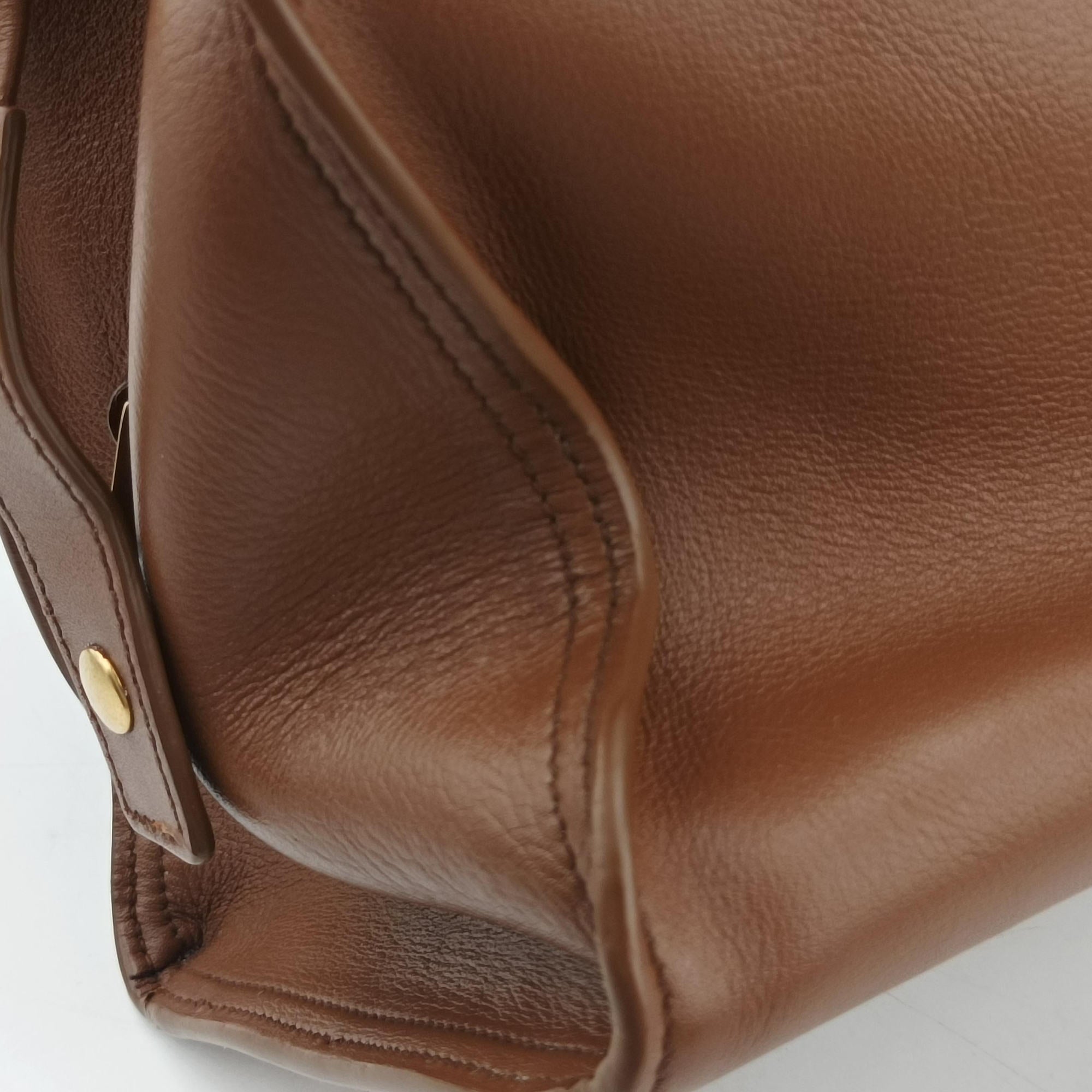 Pre-owned Yves Saint Laurent Y Ligne Petit Cabas Brown Leather 311210 shoulderbag | stylenewstar