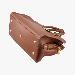Pre-owned Yves Saint Laurent Y Ligne Petit Cabas Brown Leather 311210 shoulderbag | stylenewstar