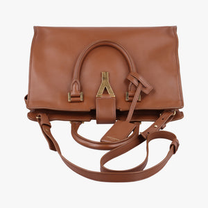 Pre-owned Yves Saint Laurent Y Ligne Petit Cabas Brown Leather 311210 shoulderbag | stylenewstar