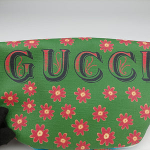 Pre-owned Gucci kids GG Top strawberry Print Green × Multi canvas 502095 bum bag/waist bag | stylenewstar