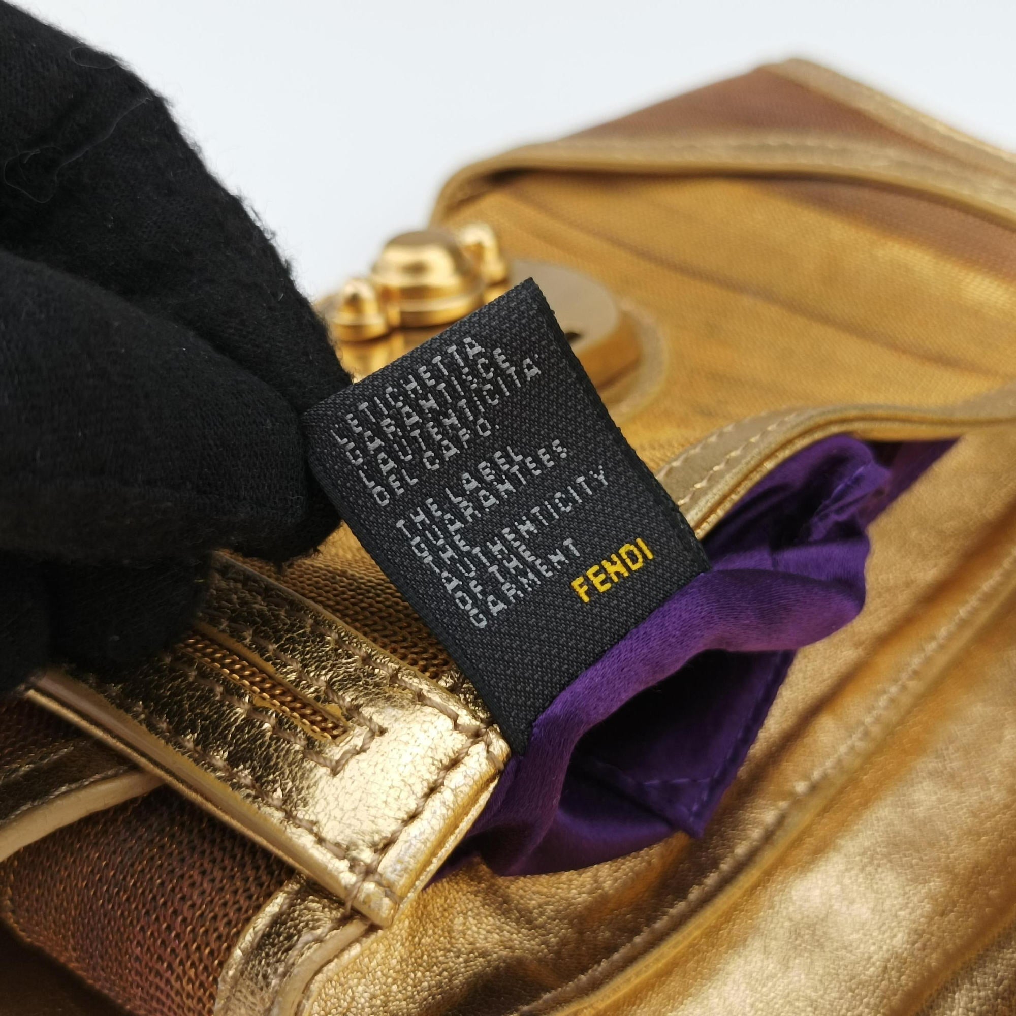Secondhand Fendi Zucchino turn lock Brown Metal Mesh × Leather 8BP010 clutchbag | stylenewstar