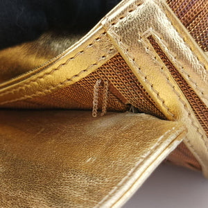 Secondhand Fendi Zucchino turn lock Brown Metal Mesh × Leather 8BP010 clutchbag | stylenewstar