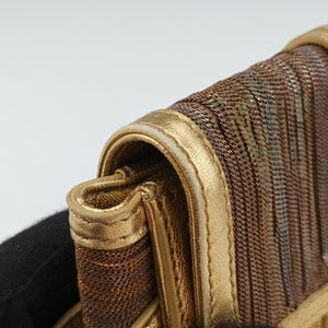 Secondhand Fendi Zucchino turn lock Brown Metal Mesh × Leather 8BP010 clutchbag | stylenewstar