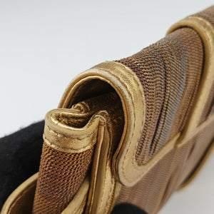 Secondhand Fendi Zucchino turn lock Brown Metal Mesh × Leather 8BP010 clutchbag | stylenewstar