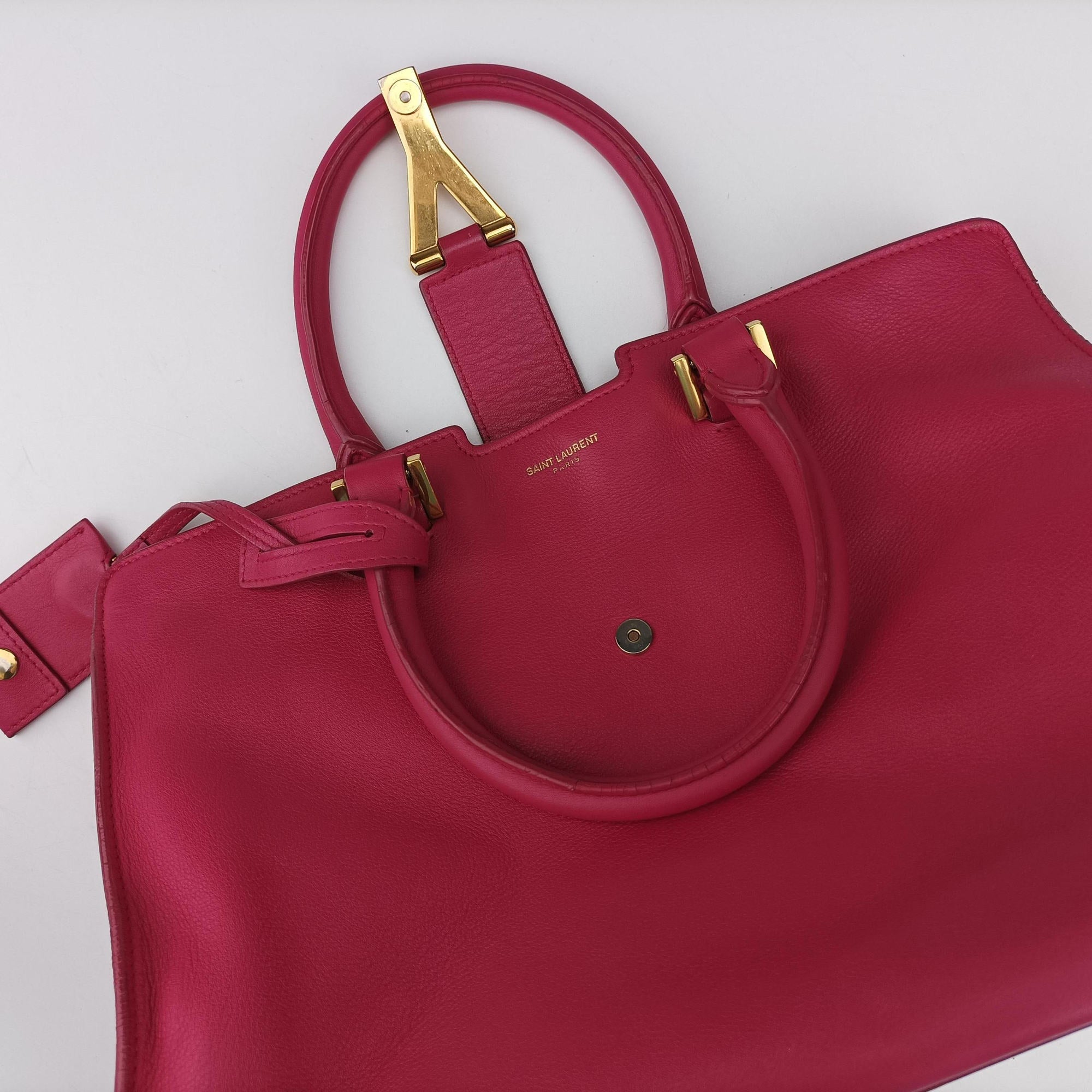 Pre-owned Yves Saint Laurent Y Ligne Petit Cabas Rose Leather 311210 shoulderbag | stylenewstar