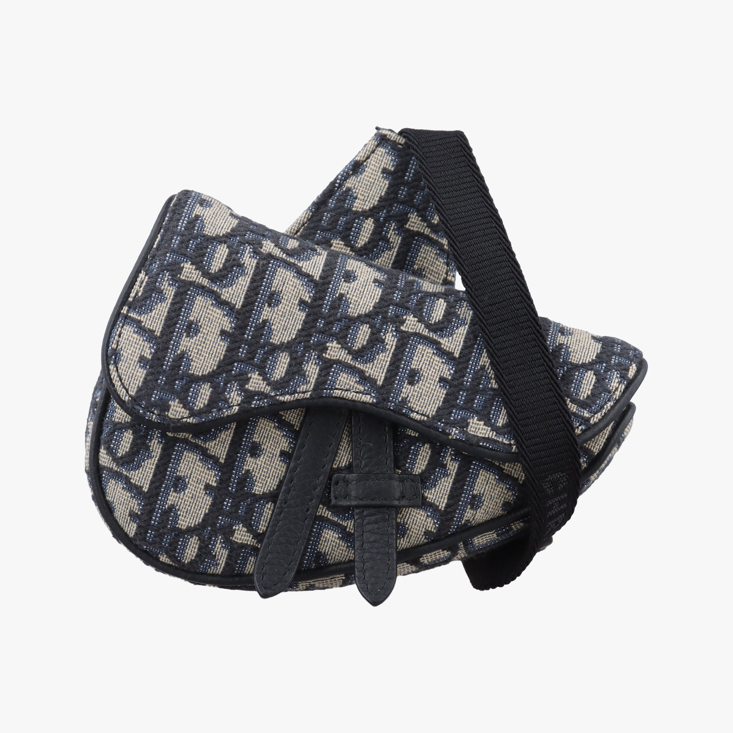 Pre-owned Christian Dior saddle Gray×Navy×Black Jacquard×Leather  bum bag/waist bag | stylenewstar