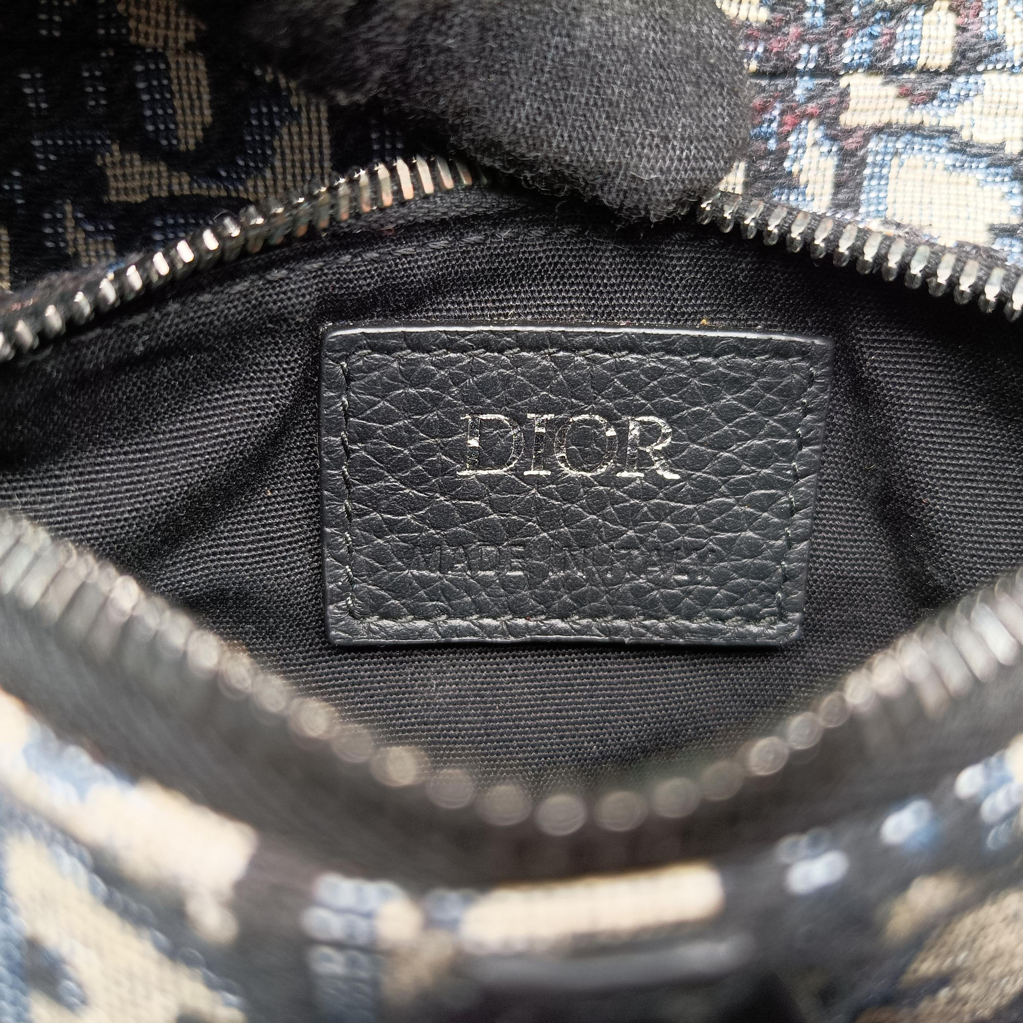 Pre-owned Christian Dior saddle Gray×Navy×Black Jacquard×Leather  bum bag/waist bag | stylenewstar