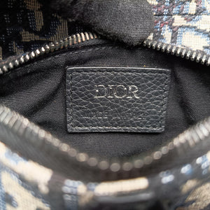 Pre-owned Christian Dior saddle Gray×Navy×Black Jacquard×Leather  bum bag/waist bag | stylenewstar