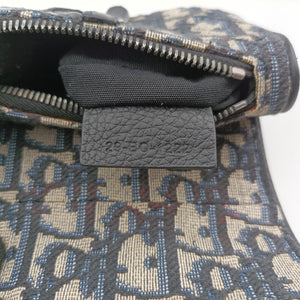 Pre-owned Christian Dior saddle Gray×Navy×Black Jacquard×Leather  bum bag/waist bag | stylenewstar