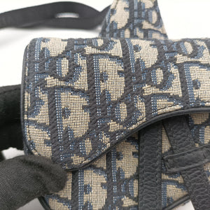 Pre-owned Christian Dior saddle Gray×Navy×Black Jacquard×Leather  bum bag/waist bag | stylenewstar