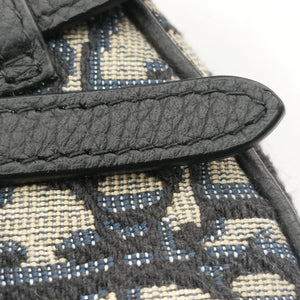 Pre-owned Christian Dior saddle Gray×Navy×Black Jacquard×Leather  bum bag/waist bag | stylenewstar