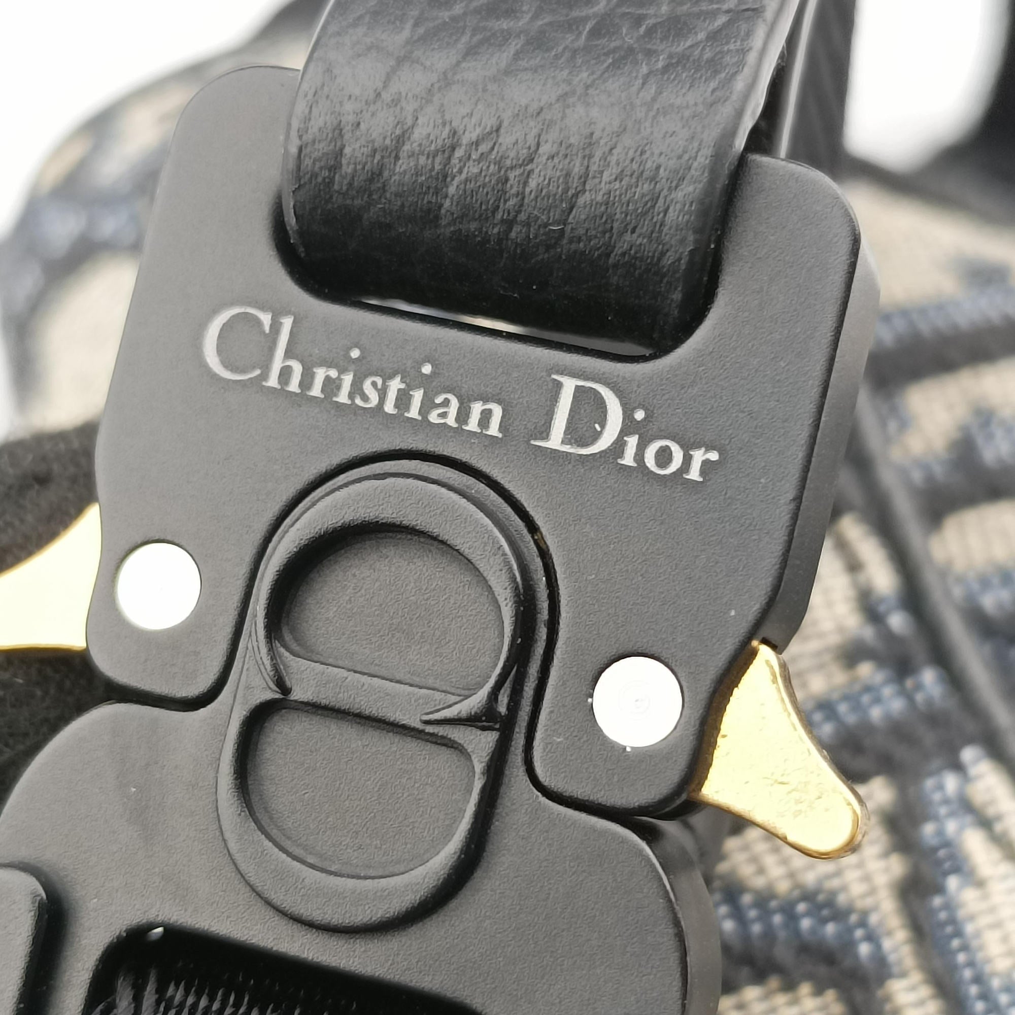 Pre-owned Christian Dior saddle Gray×Navy×Black Jacquard×Leather  bum bag/waist bag | stylenewstar