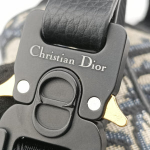 Pre-owned Christian Dior saddle Gray×Navy×Black Jacquard×Leather  bum bag/waist bag | stylenewstar