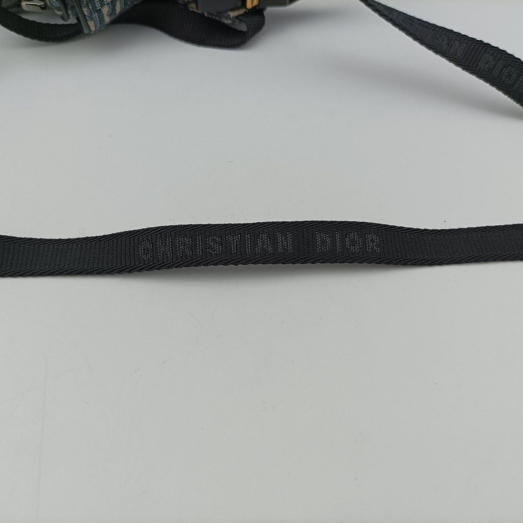 Pre-owned Christian Dior saddle Gray×Navy×Black Jacquard×Leather  bum bag/waist bag | stylenewstar
