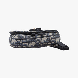 Pre-owned Christian Dior saddle Gray×Navy×Black Jacquard×Leather  bum bag/waist bag | stylenewstar