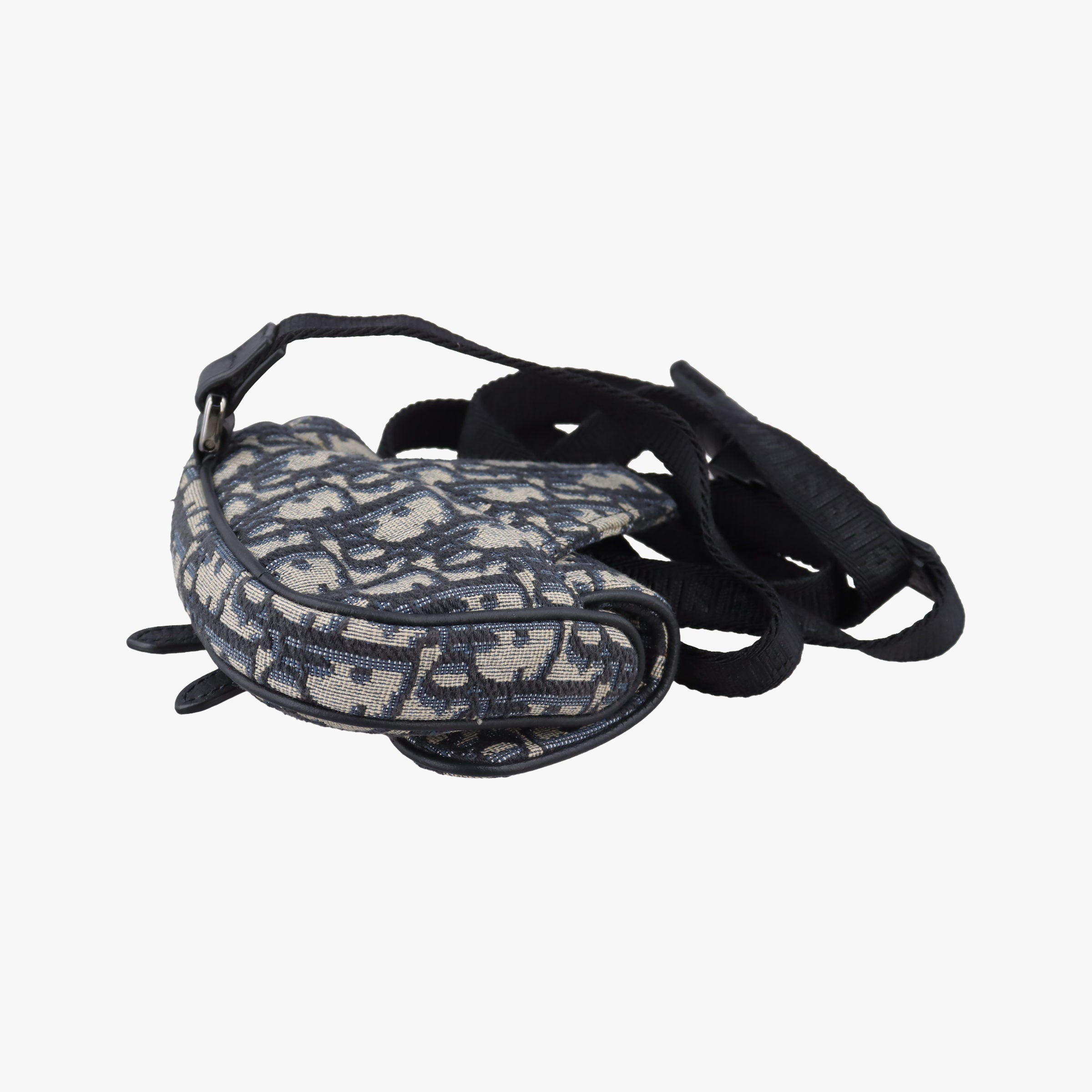 Pre-owned Christian Dior saddle Gray×Navy×Black Jacquard×Leather  bum bag/waist bag | stylenewstar