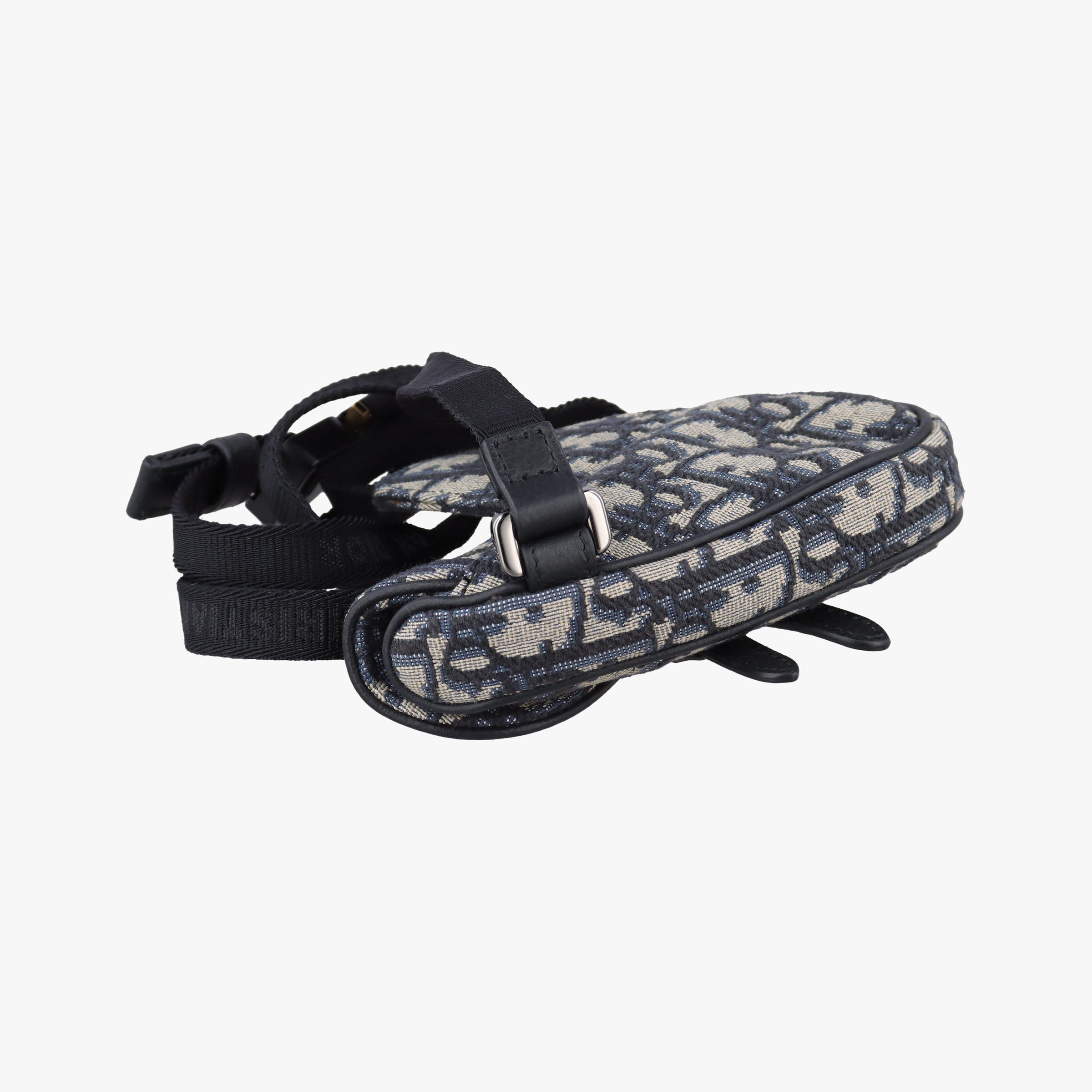 Pre-owned Christian Dior saddle Gray×Navy×Black Jacquard×Leather  bum bag/waist bag | stylenewstar