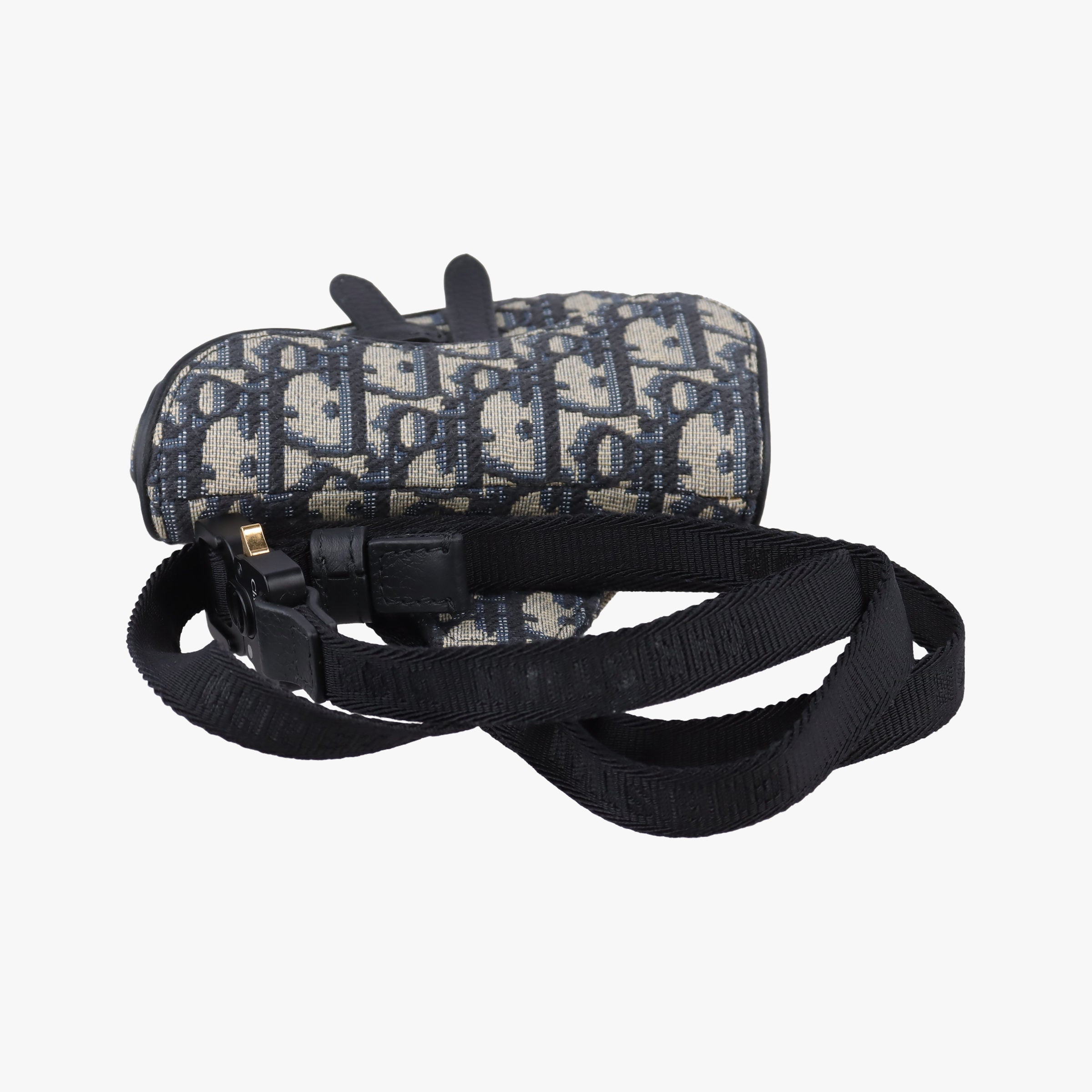 Pre-owned Christian Dior saddle Gray×Navy×Black Jacquard×Leather  bum bag/waist bag | stylenewstar